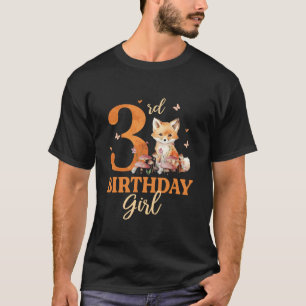 Camiseta aniversário de 3 anos Outfit Girl Fox 3 Anos