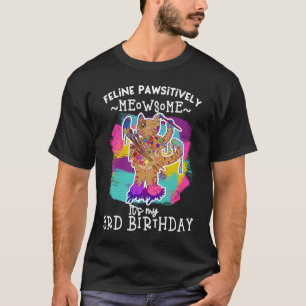 Camiseta aniversário de 3 anos Paint Cat Artista Citação Te