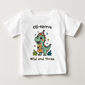 Camiseta Aniversário de 3 anos personalizado selvagem e de 
