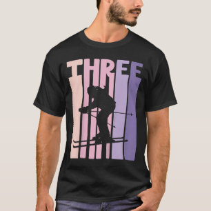 Camiseta aniversário de 3 anos Rapariga Retro Esqui Esquiad
