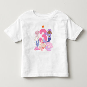 Camiseta Aniversário de 3 anos Sereia Pastel & Criaturas Ma