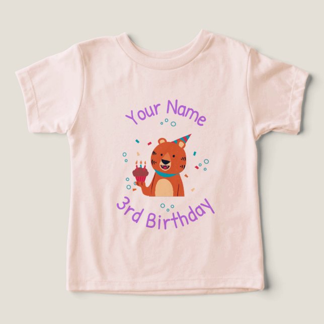Camiseta aniversário de 3 anos Tiger (Design frontal)