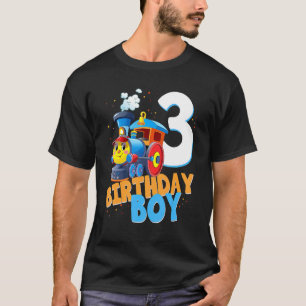 Camiseta aniversário de 3 anos Train Boys Garotas 3 anos Eu
