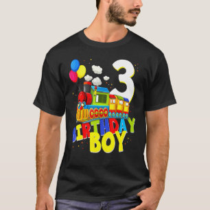 Camiseta aniversário de 3 anos Train Boys Garotas 3 anos Eu