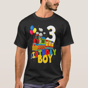 Camiseta aniversário de 3 anos Train Boys Garotas 3 anos Eu