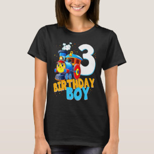 Camiseta aniversário de 3 anos Train Boys Garotas 3 anos Eu