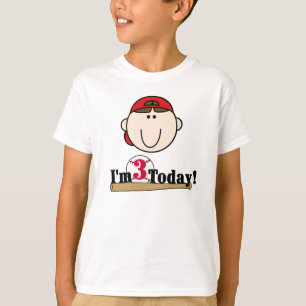 Camiseta Aniversário de 3 anos triguenho do basebol