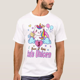 Camiseta aniversário de 3 anos Unicorn. 3 Anos De Beleza