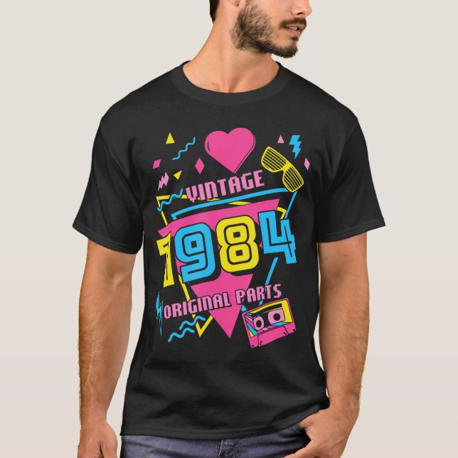 Camiseta aniversário de 40 anos 1984 anos 80 I Ama Os 80S (Frente)
