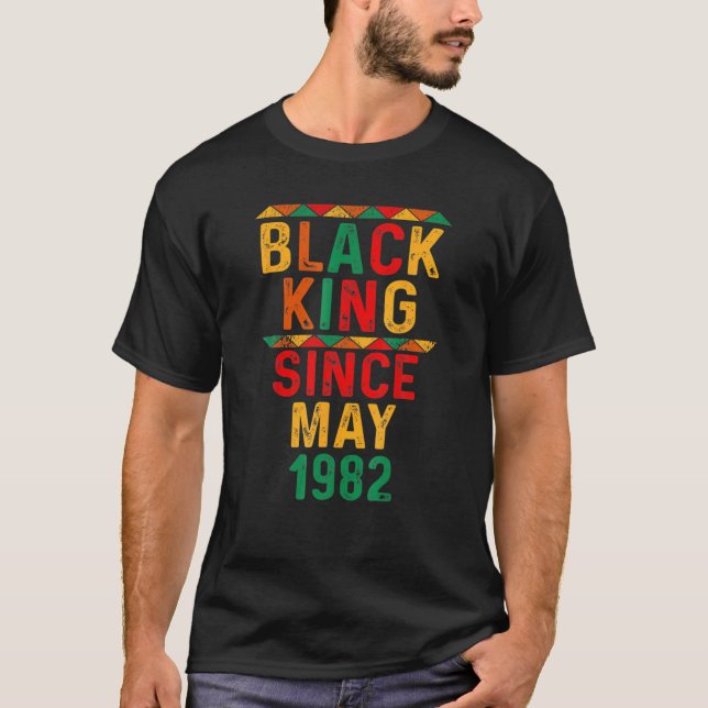 Camiseta aniversário de 40 anos 40 anos Rei Negro desde mai (Frente)
