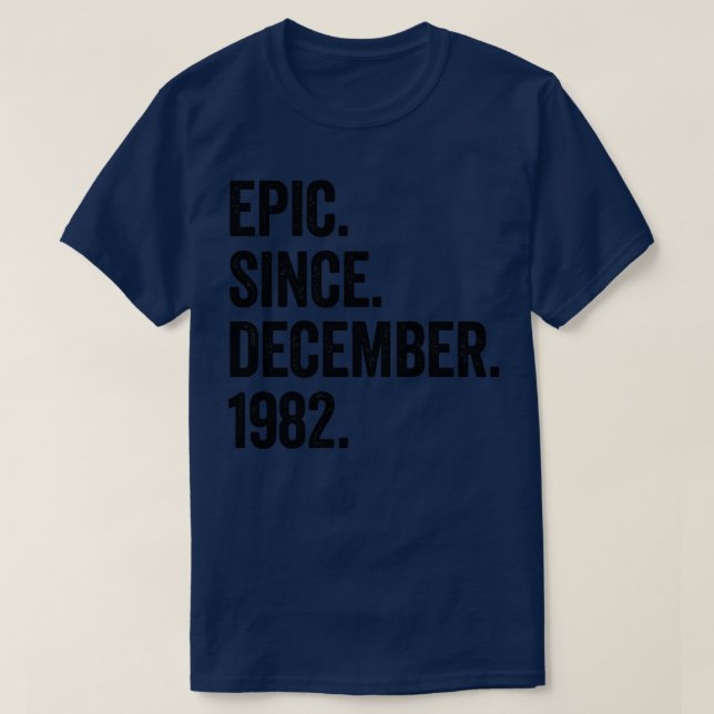 Camiseta aniversário de 40 anos de dezembro de 1982, 40 ano (Frente do Design)