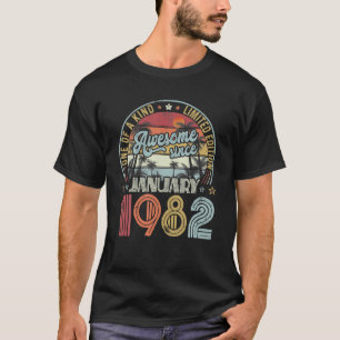 Camiseta aniversário de 40 anos de Janeiro de 1982 Homens