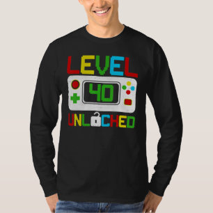 Camiseta Aniversário de 40 anos de Jogador de Vídeo Desbloq