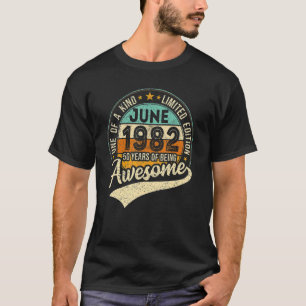 Camiseta Aniversário de 40 anos De Junho De 1982 40 Anos De