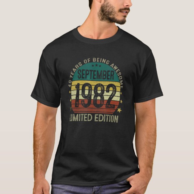 Camiseta aniversário de 40 anos de setembro de 1982, com 40 (Frente)