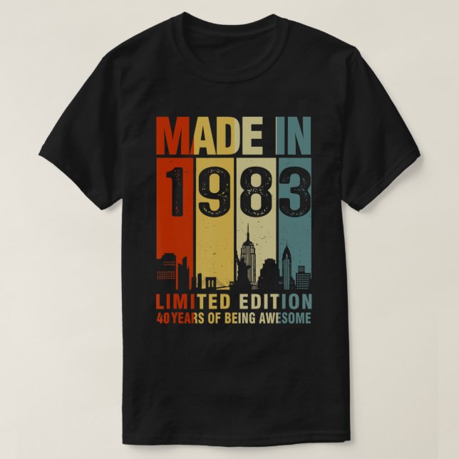 Camiseta aniversário de 40 anos Feita Em 1983 Edição Limita (Frente do Design)