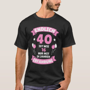 Camiseta aniversário de 40 anos feminino finalmente 40 anos