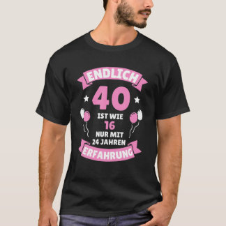 Camiseta aniversário de 40 anos feminino finalmente 40 anos