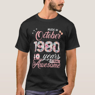 Camiseta aniversário de 40 anos Floral Gift para Nascer de