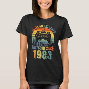 Camiseta Aniversário de 40 anos Gamer 1983 Boys G de nível