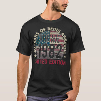 Camiseta aniversário de 40 anos Gift men Vintage 1982 40 An