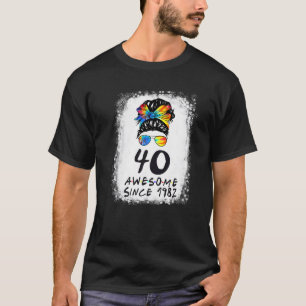 Camiseta aniversário de 40 anos Girl Tie Dye Messy Bun Incr