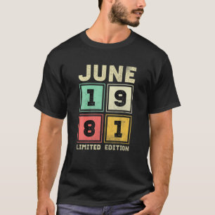 Camiseta aniversário de 40 anos June Vintage 1981, 40 Anos