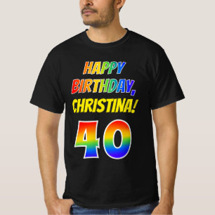 Camiseta aniversário de 40 anos — Negrito, Divertido, Arco-
