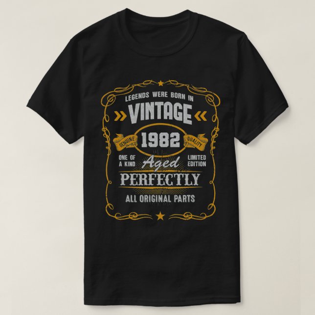 Camiseta aniversário de 40 anos Oferece Nascer De Legendas  (Frente do Design)