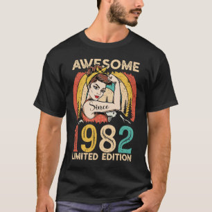 Camiseta aniversário de 40 anos para mulheres Vintage 1982