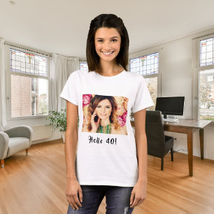 Camiseta aniversário de 40 anos personalizado foto saudação