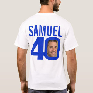 Camiseta aniversário de 40 anos personalizado nome e model
