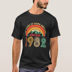 Camiseta Aniversário de 40 anos Vintage 1982 aniversário de