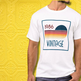 Camiseta Aniversário de 40 anos Vintage 1986 Retro Stripe S