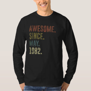 Camiseta aniversário de 40 anos Vintage Incrível Desde Maio