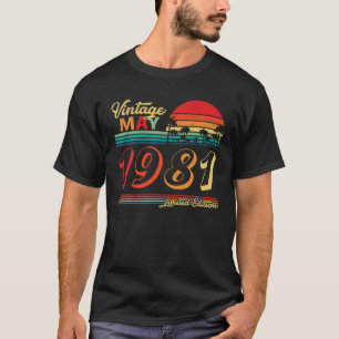 Camiseta aniversário de 40 anos Vintage maio de 1981 Limite