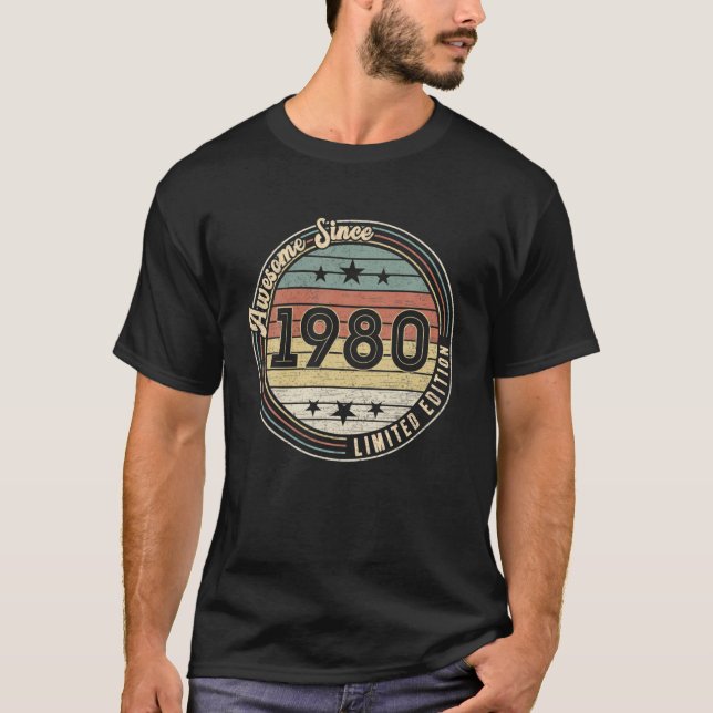 Camiseta Aniversário De 42 Anos Oferece Incrível 1980 Limit (Frente)