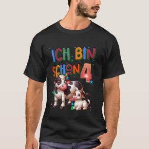 Camiseta Aniversário de 4 anos de crianças Meninos Vaca Fes