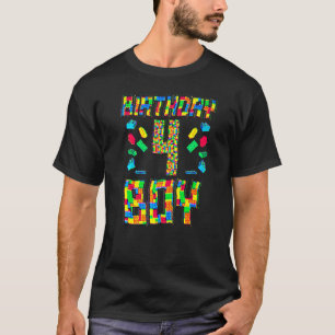 Camiseta Aniversário de 4 anos de idade com jogos de quebra