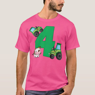 Camiseta Aniversário de 4 anos de meninos Trator Fazendeiro