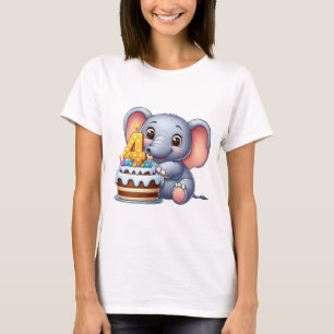 Camiseta Aniversário de 4 anos do Elefante Fofo