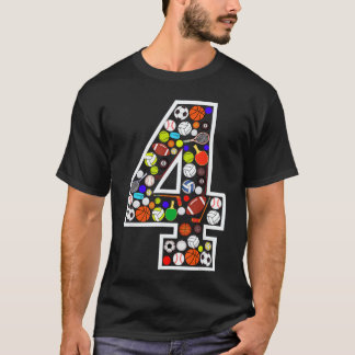 Camiseta Aniversário de 4 anos Esportes Número Quatro Grand