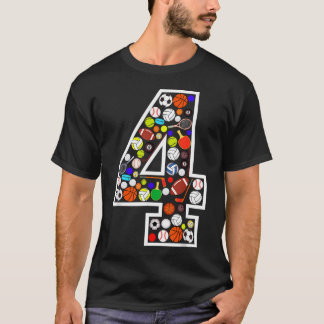 Camiseta Aniversário de 4 anos Esportes Número Quatro Grand