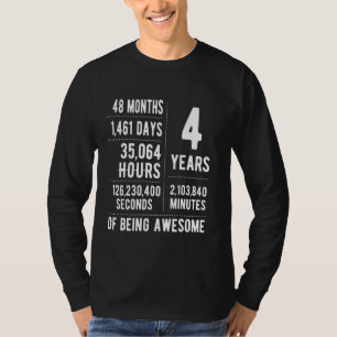 Camiseta Aniversário de 4 anos Meninos e Meninas Divertido
