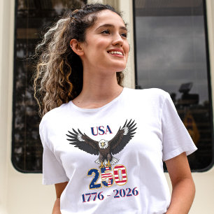 Camiseta Aniversário de 4 de Julho 250 Anos EUA Águia Ameri