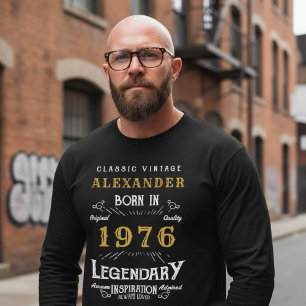 Camiseta Aniversário de 50 anos 1976 Adicionar Nome Preto D