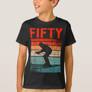 Camiseta aniversário de 50 anos esqui retrô homens de 50 an