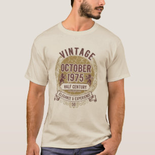 Camiseta Aniversário de 50 anos Vintage Outubro de 1975 – E