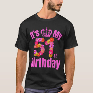 Camiseta Aniversário de 51 Anos Mulheres Flor 51º Aniversár