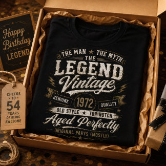 Camiseta Aniversário de 54 anos Retro Perfeito de 1972